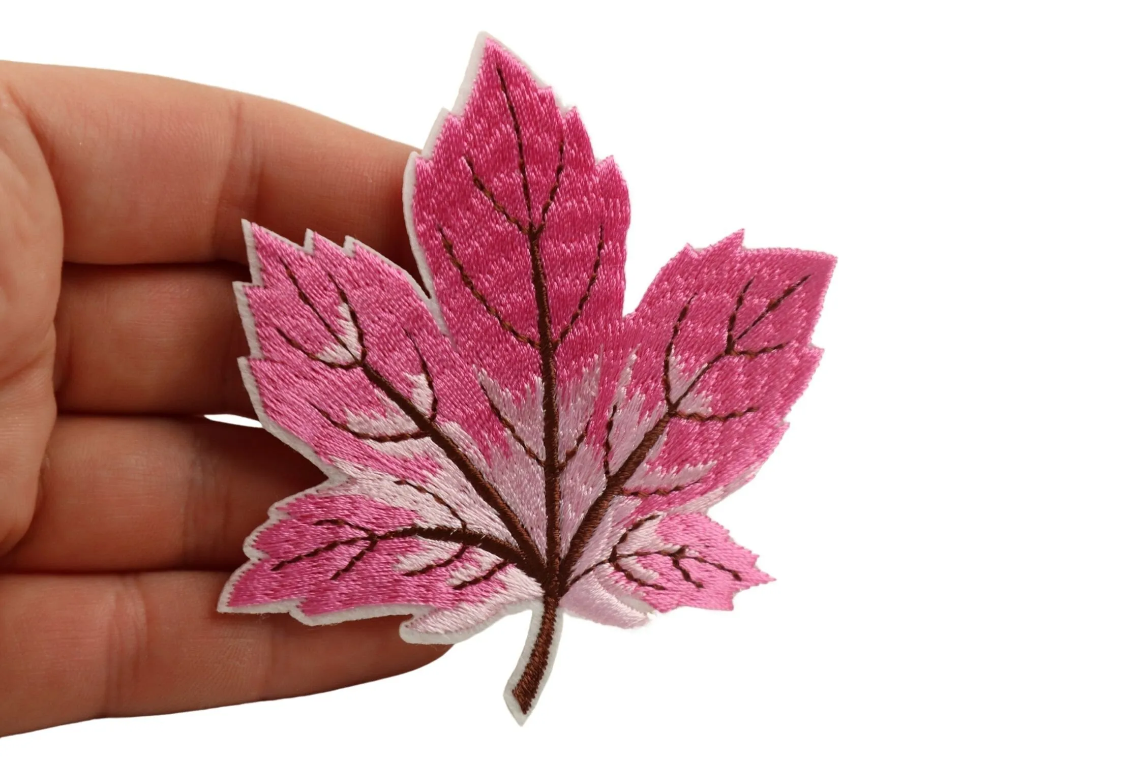 10 Pcs Maple Leaf Patch, Pink 3.1 Inch Iron On Patch Embroidery, Sycamore leaf Patch, Sew On Patch, Embroidered Patch, Applique