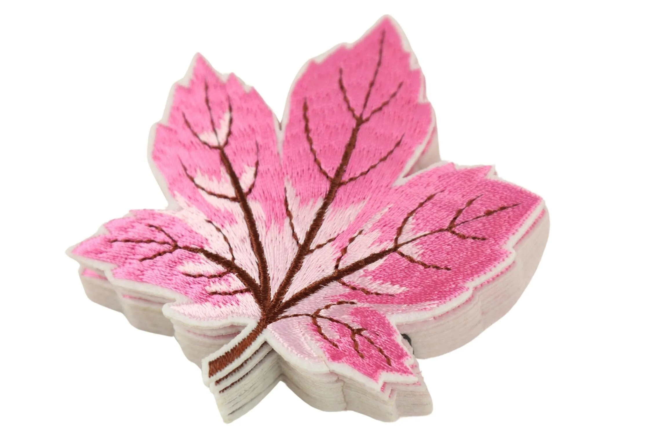 10 Pcs Maple Leaf Patch, Pink 3.1 Inch Iron On Patch Embroidery, Sycamore leaf Patch, Sew On Patch, Embroidered Patch, Applique