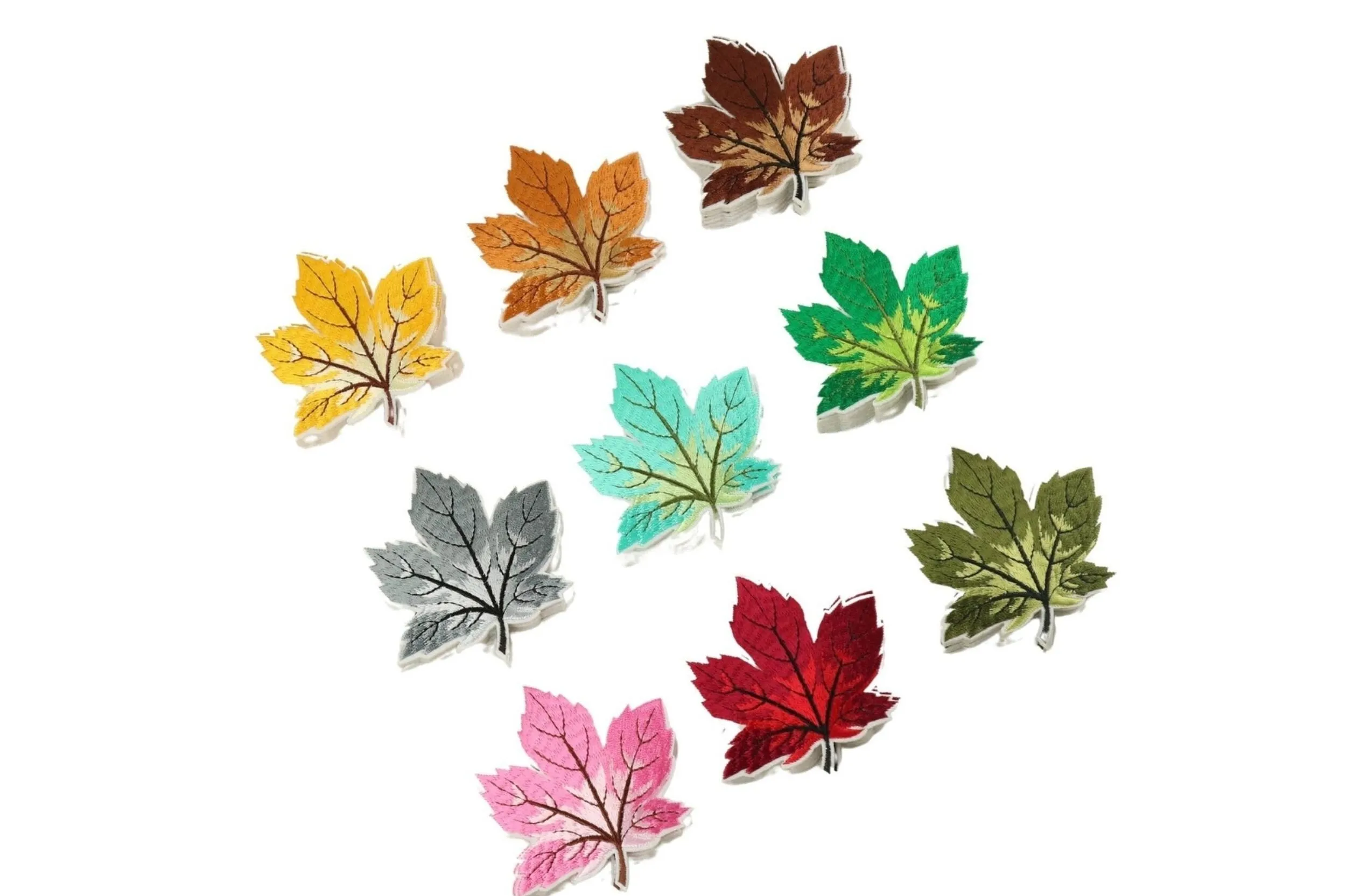 10 Pcs Maple Leaf Patch, Pink 3.1 Inch Iron On Patch Embroidery, Sycamore leaf Patch, Sew On Patch, Embroidered Patch, Applique