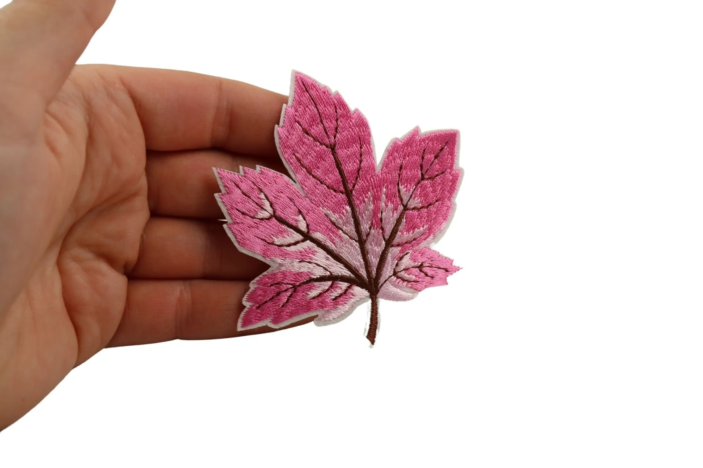 10 Pcs Maple Leaf Patch, Pink 3.1 Inch Iron On Patch Embroidery, Sycamore leaf Patch, Sew On Patch, Embroidered Patch, Applique