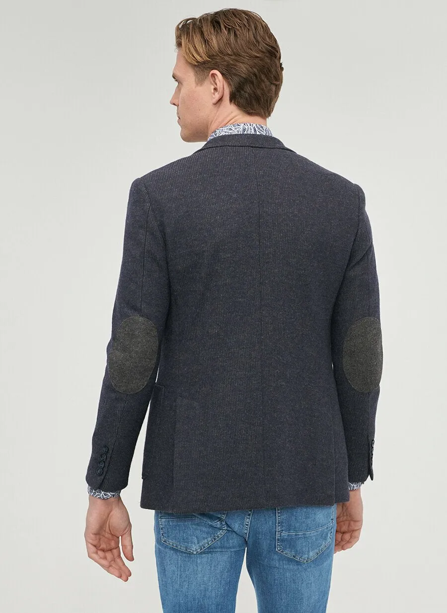 16892 Grey-Navy Blue Slim Fit Jacket