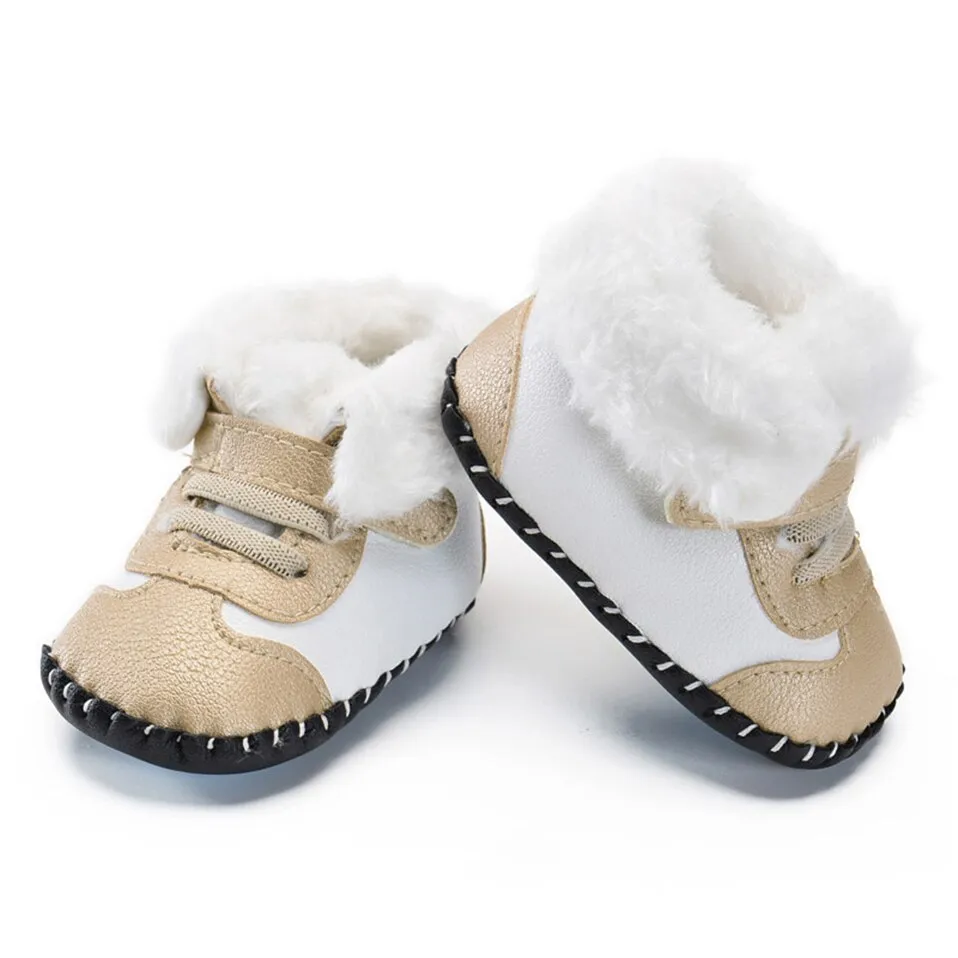 2019 New Cute Newborn Baby Girls Boys Snow Boots Winter Leather Boots Infant Soft Bottom Shoes Baby PU Furry Warm Boots 0-18M