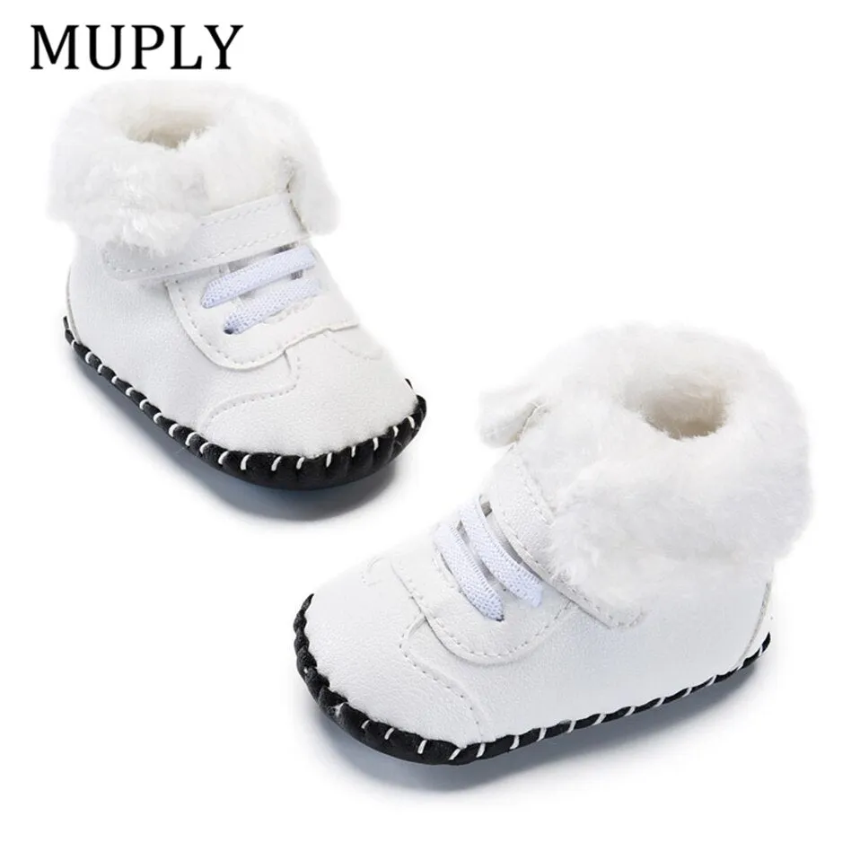 2019 New Cute Newborn Baby Girls Boys Snow Boots Winter Leather Boots Infant Soft Bottom Shoes Baby PU Furry Warm Boots 0-18M