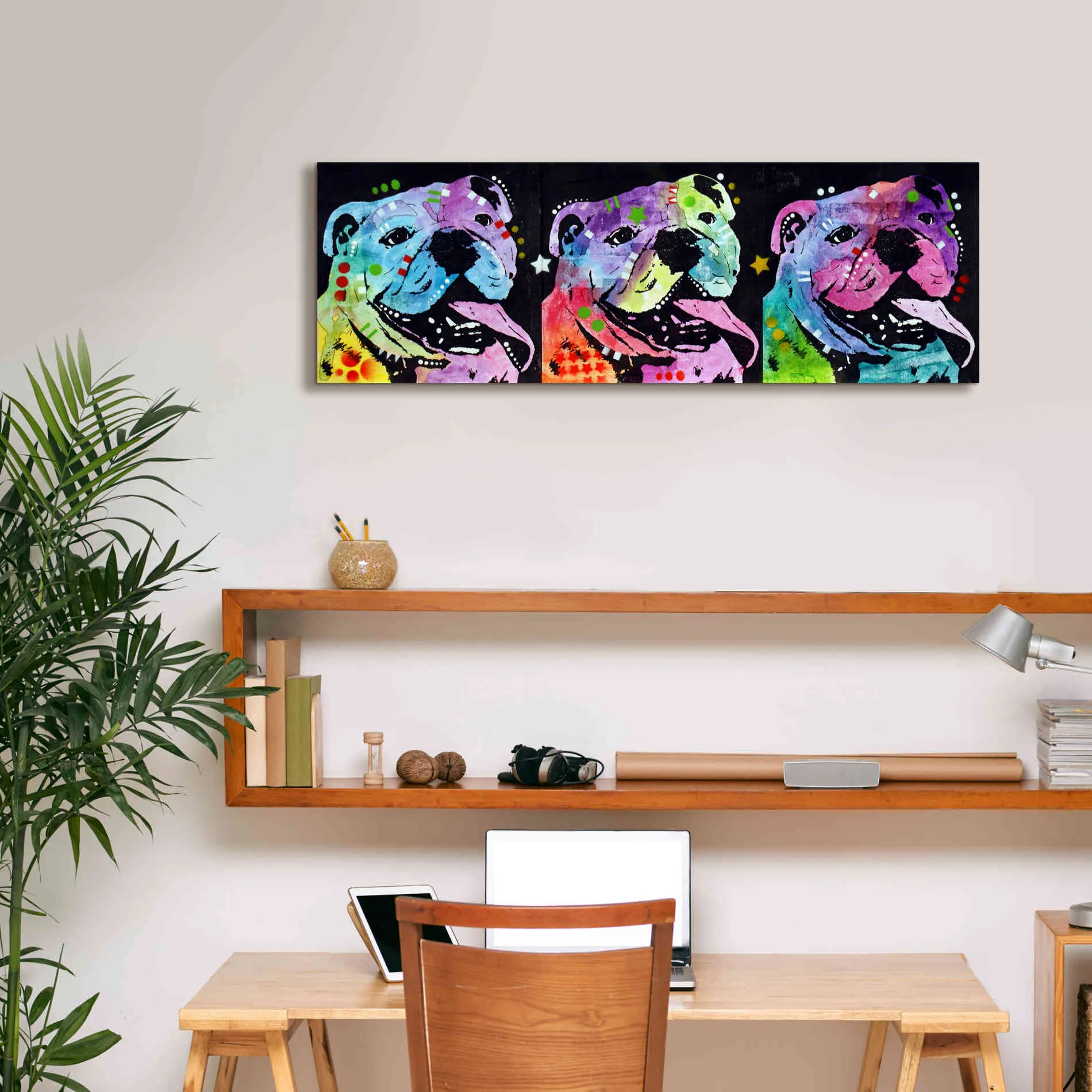 '3 Bulldogs' by Dean Russo, Giclee Canvas Wall Art