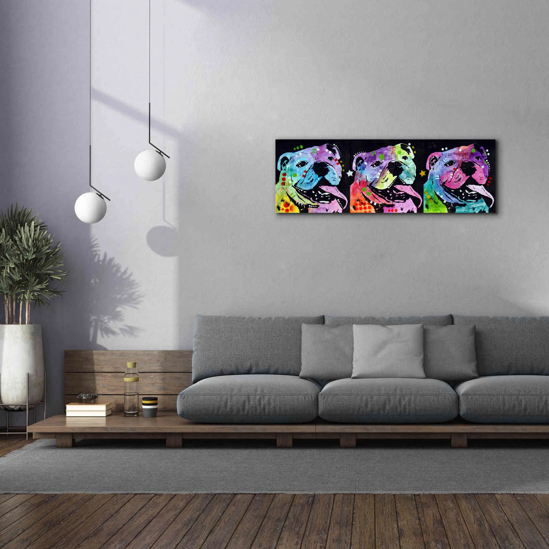 '3 Bulldogs' by Dean Russo, Giclee Canvas Wall Art