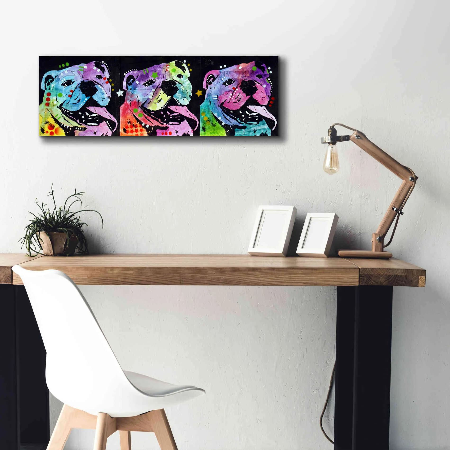 '3 Bulldogs' by Dean Russo, Giclee Canvas Wall Art