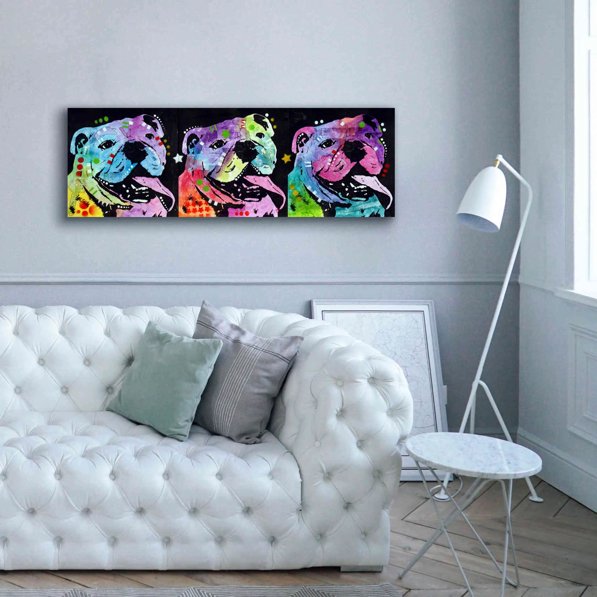 '3 Bulldogs' by Dean Russo, Giclee Canvas Wall Art