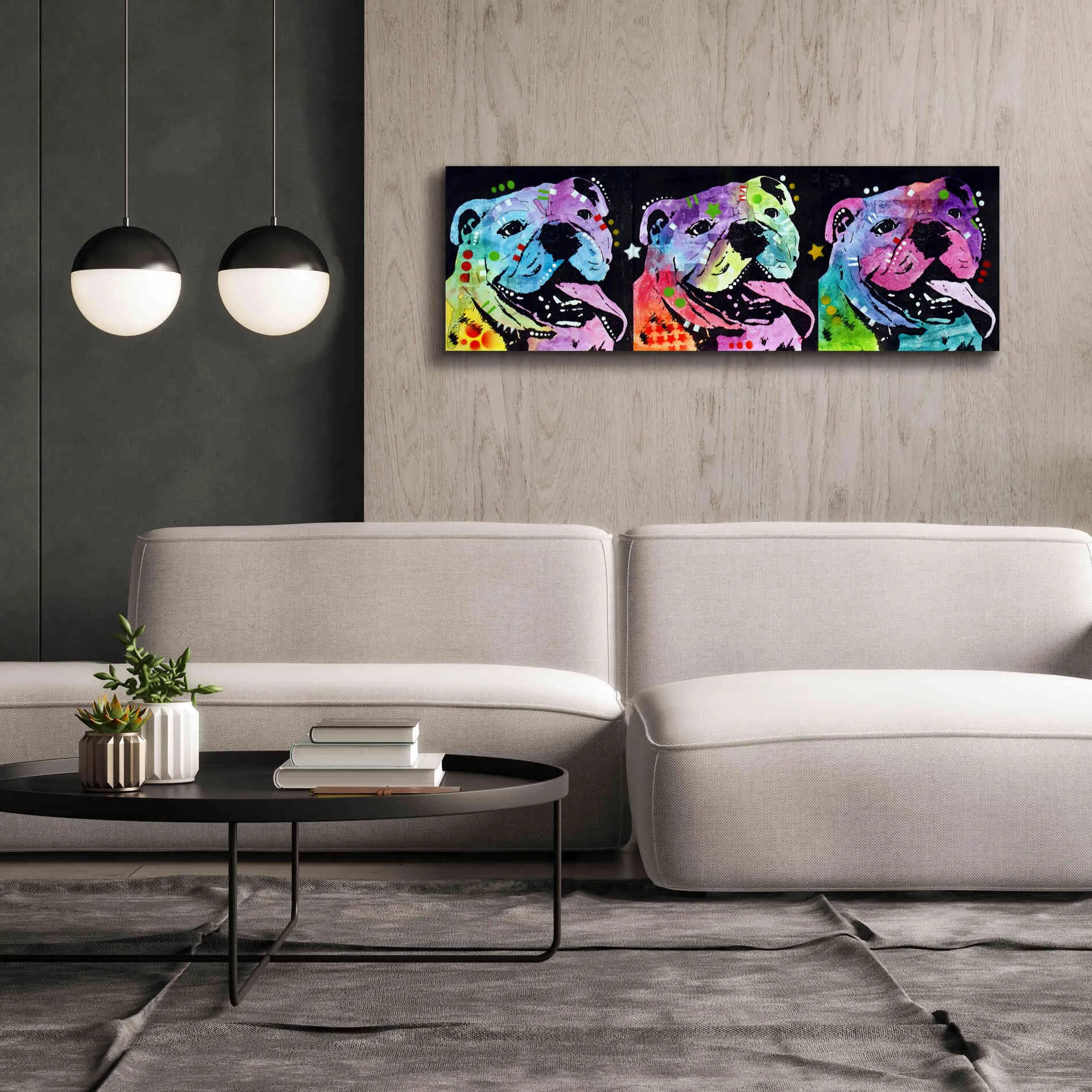 '3 Bulldogs' by Dean Russo, Giclee Canvas Wall Art