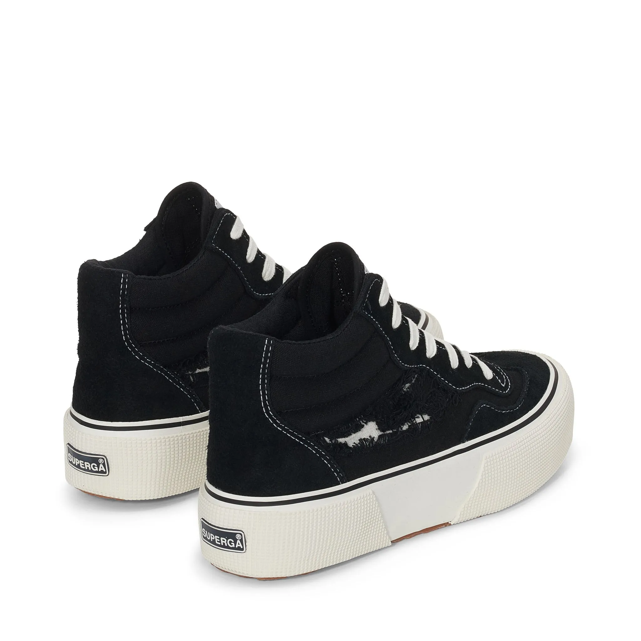 3141 Revolley Mid Ripped Swallow Tail Sneakers - Black White Avorio