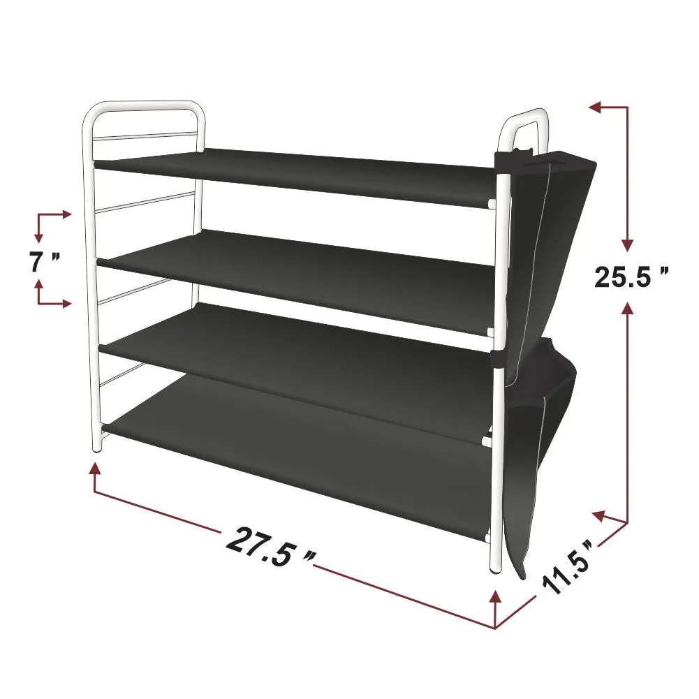 4 Tier Shoe Rack - Grey