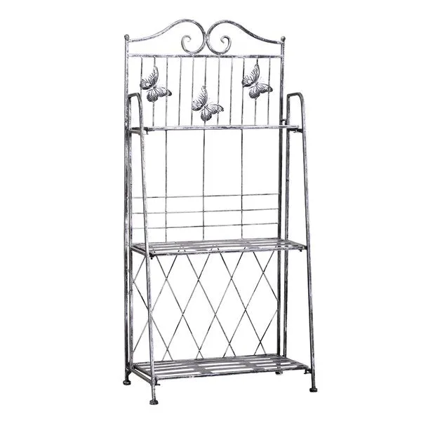 44Lx25Wx96H Cm. 3 Tier Metal Plant Stand - Silver/Grey