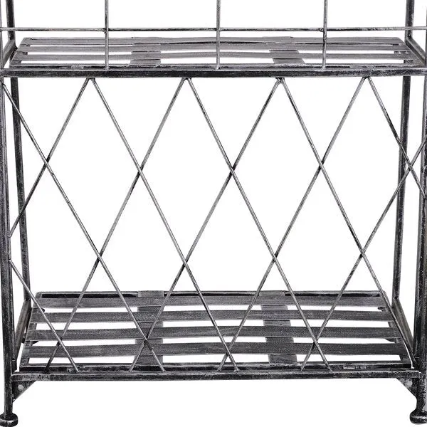 44Lx25Wx96H Cm. 3 Tier Metal Plant Stand - Silver/Grey