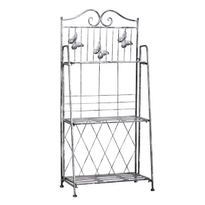 44Lx25Wx96H Cm. 3 Tier Metal Plant Stand - Silver/Grey