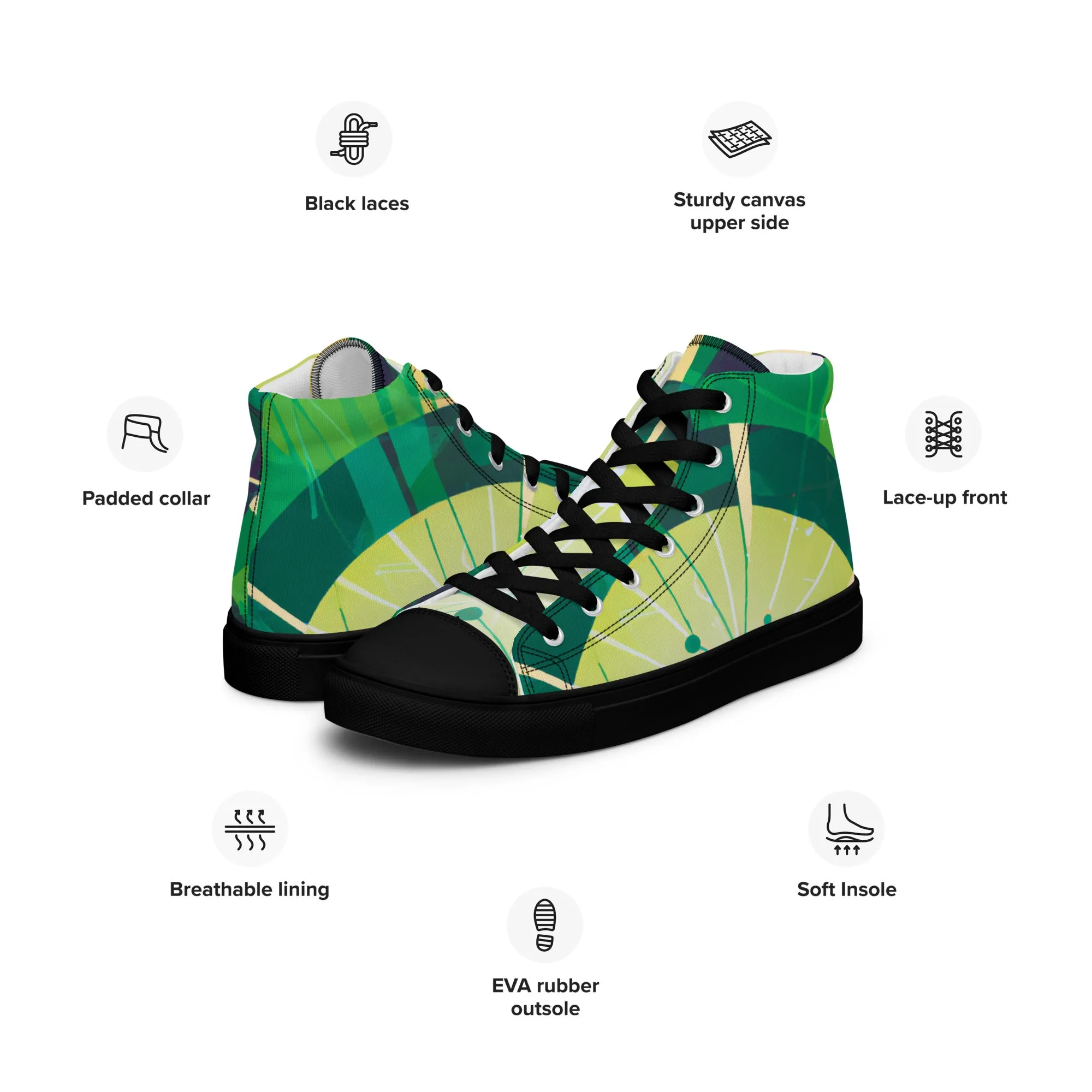 Abstract Green High Tops - Stand Out with Unique Style!