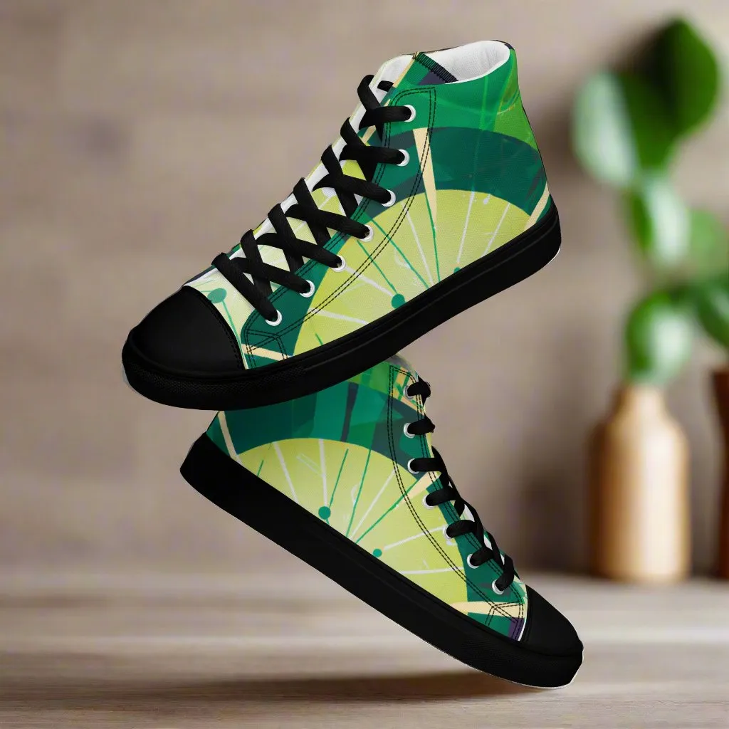 Abstract Green High Tops - Stand Out with Unique Style!