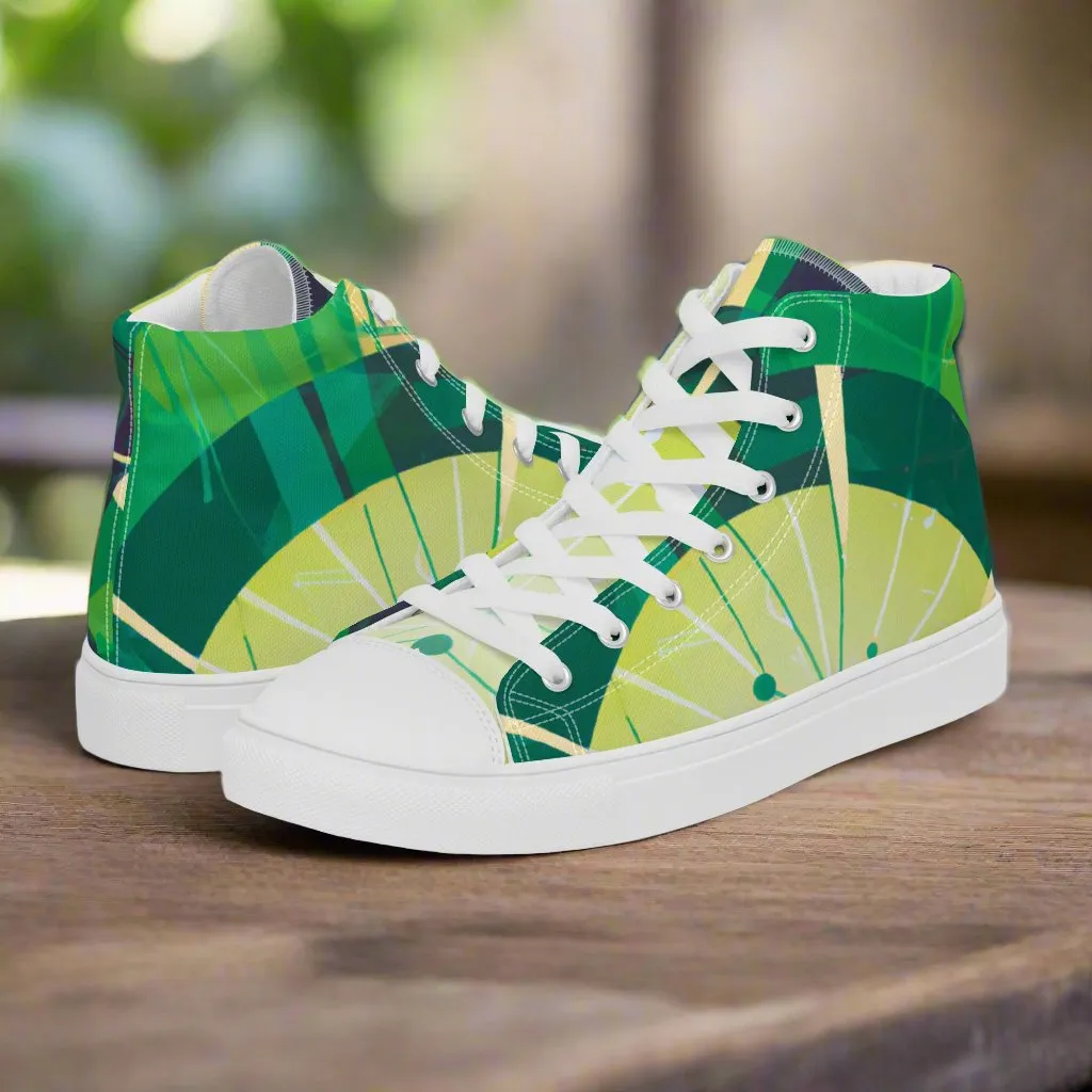 Abstract Green High Tops - Stand Out with Unique Style!