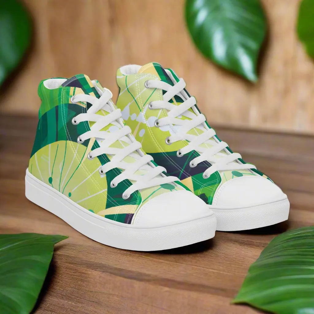 Abstract Green High Tops - Stand Out with Unique Style!