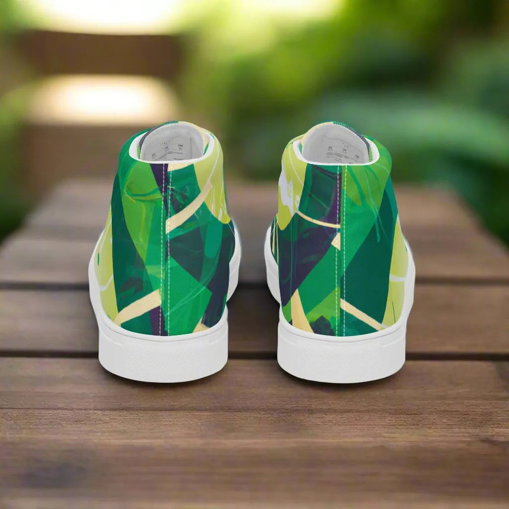 Abstract Green High Tops - Stand Out with Unique Style!