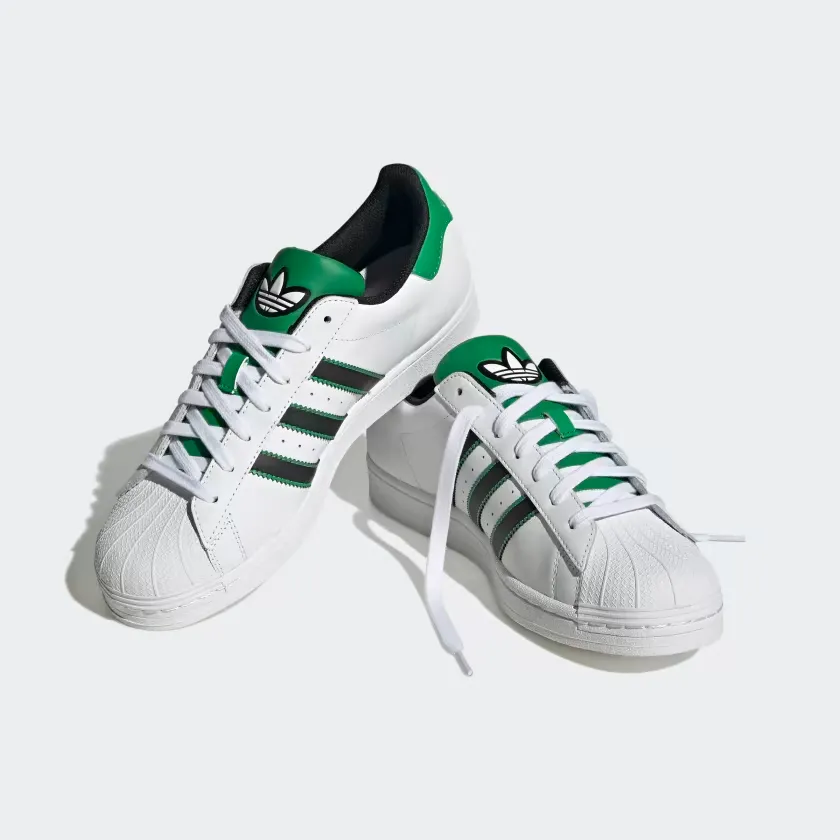 Adidas Men's Superstar Shoes - Cloud White / Core Black / Green