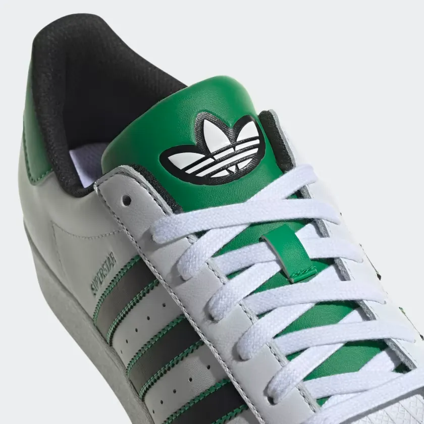 Adidas Men's Superstar Shoes - Cloud White / Core Black / Green