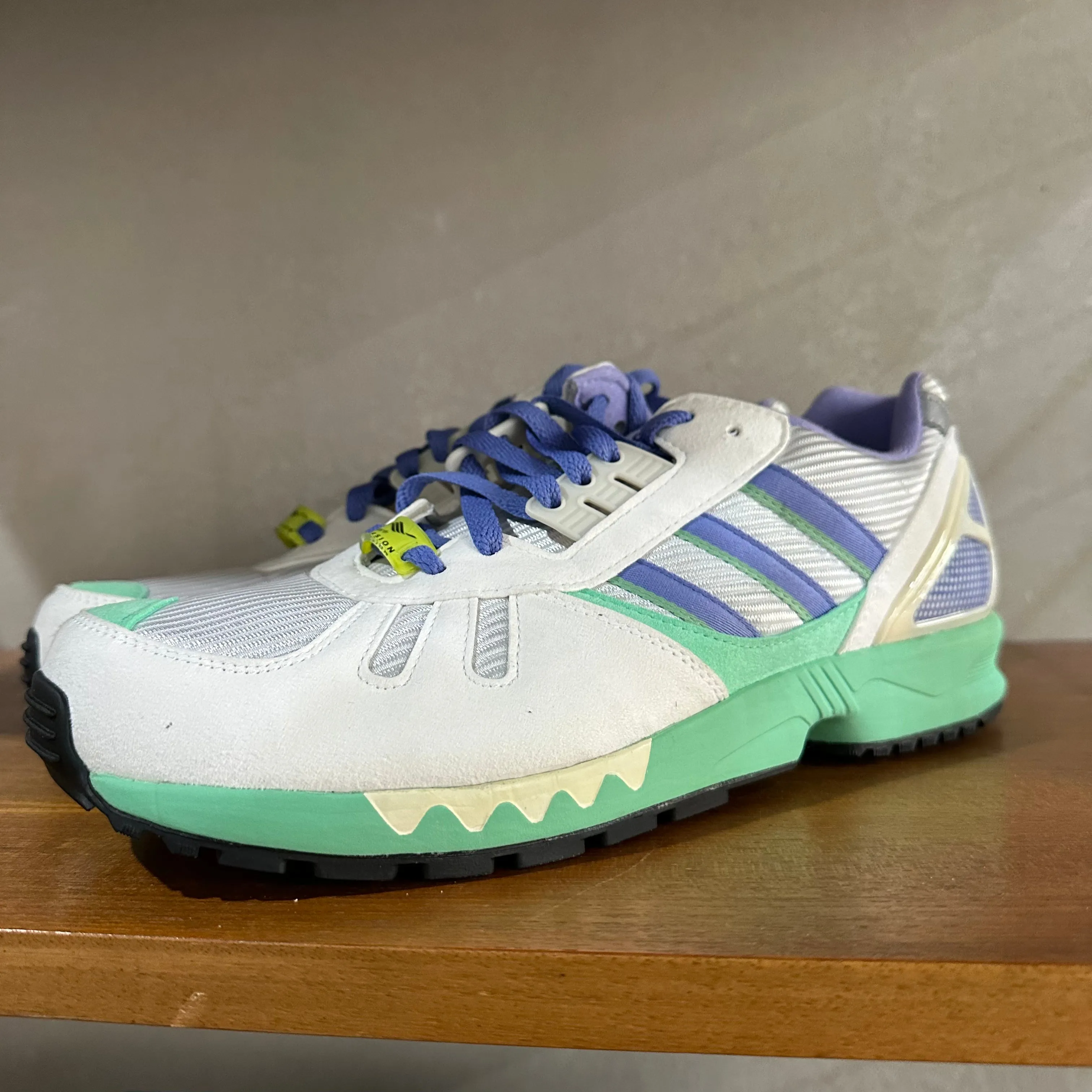 adidas ZX 7000 OG Trainers White / Lilac / Green - UK 9.5