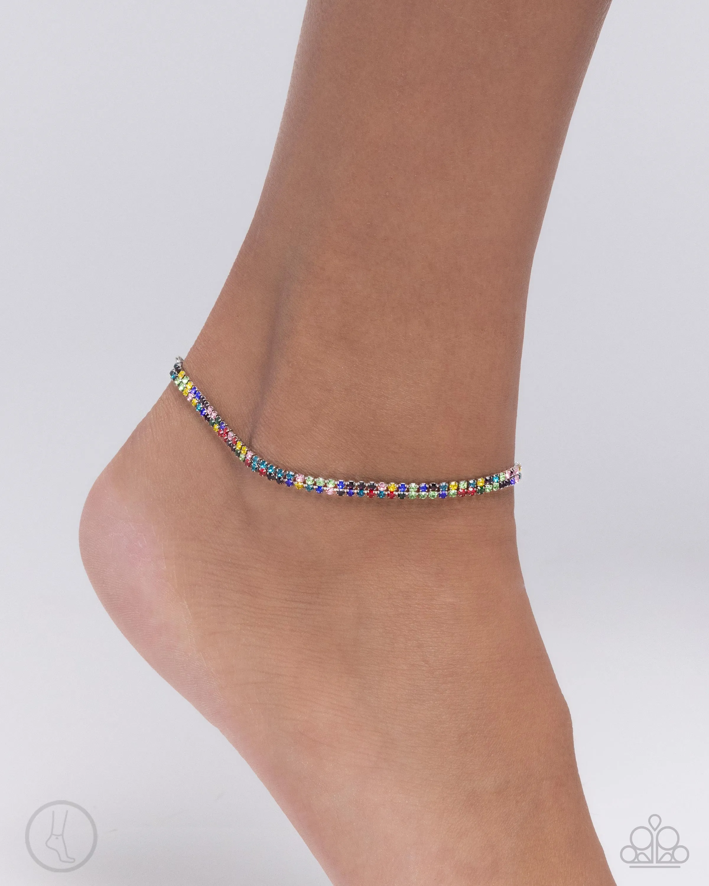 Adorable Anklet - Multi - Colorful Rhinestone Paparazzi Anklet