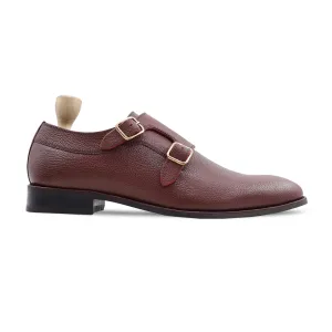 Akranes - Men's Oxblood Pebble Grain Leather Double Monkstrap