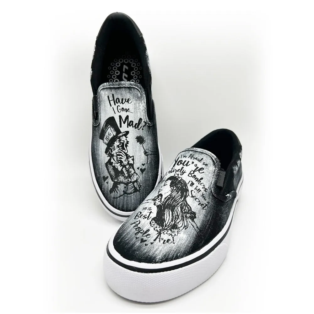 Alice in Wonderland-Have I gone Mad? Unisex Slip ons