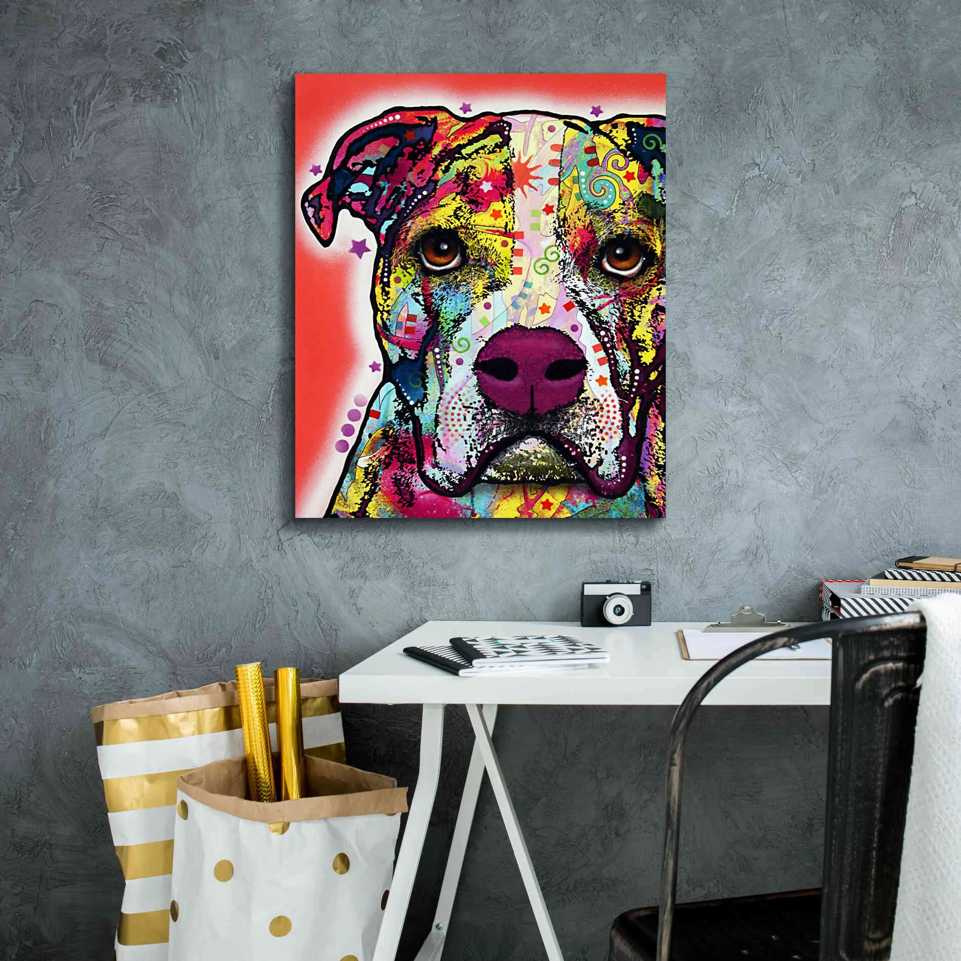 'American Bulldog 1' by Dean Russo, Giclee Canvas Wall Art