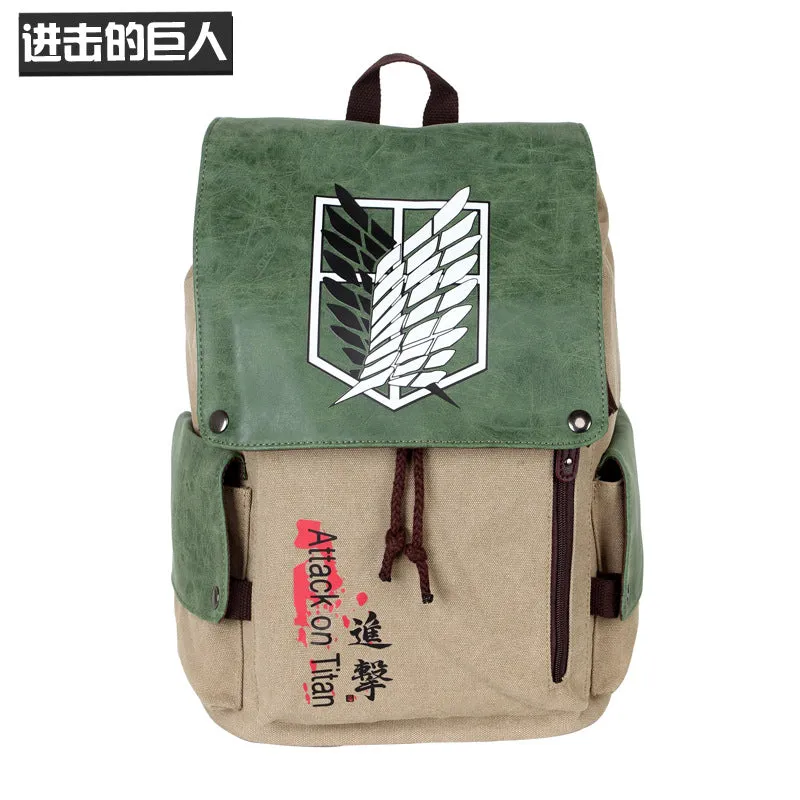 Anime Backpack School Bag BackPack Attack on Titan Tokyo Avengers One Piece Green Valley Canvas School Bag