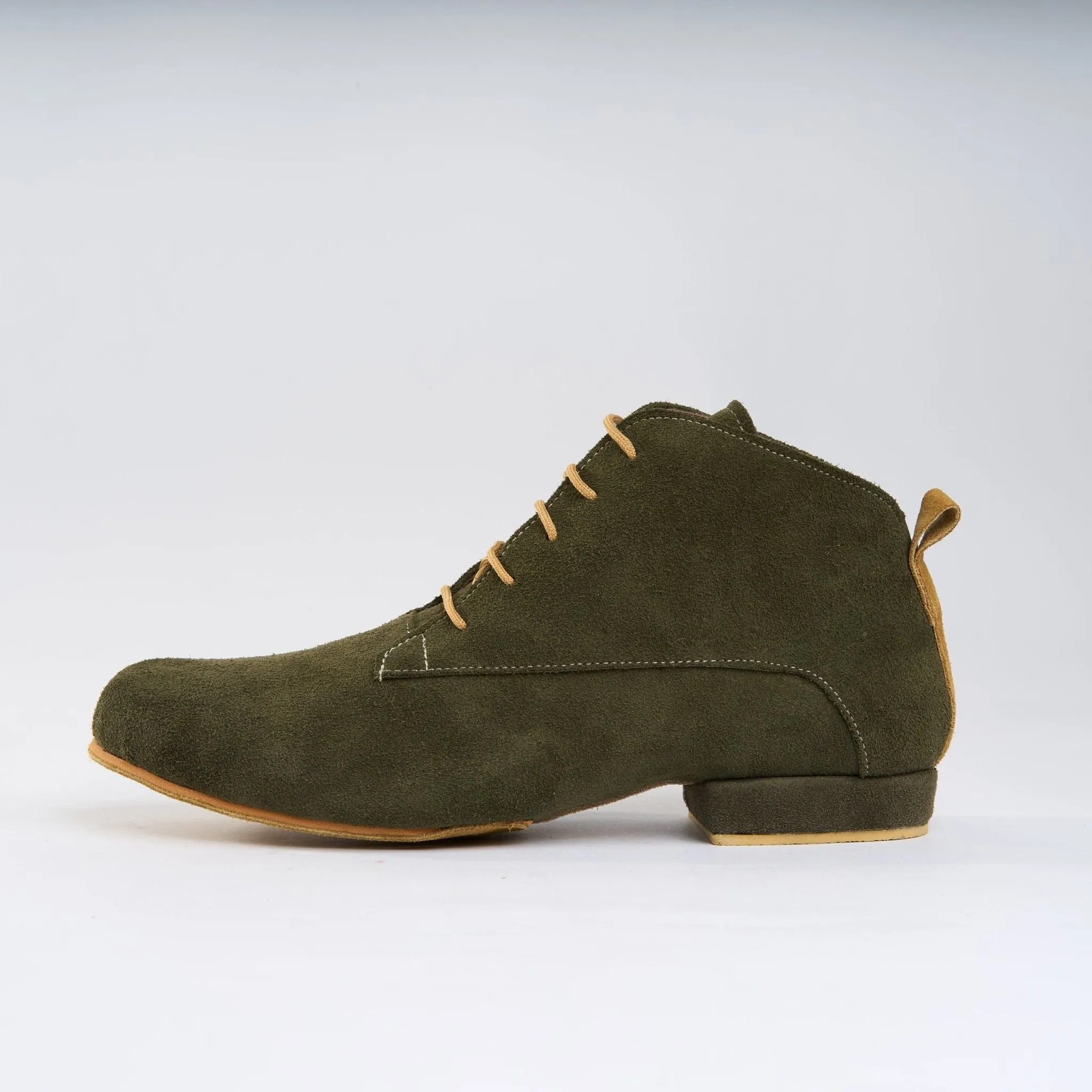 Army Olive Suede with Tan - Handmade Tango Trainers - Gonzalo 9519