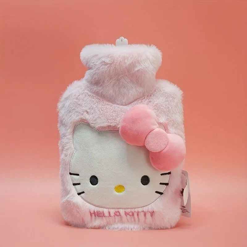 [Authorized]1PC Officially Licensed By Sanrio Hot Water Bottle Girls Cute Water-filled Hand Warmer 33.8 Fluid Ounces Plush Cover Removable And Washable