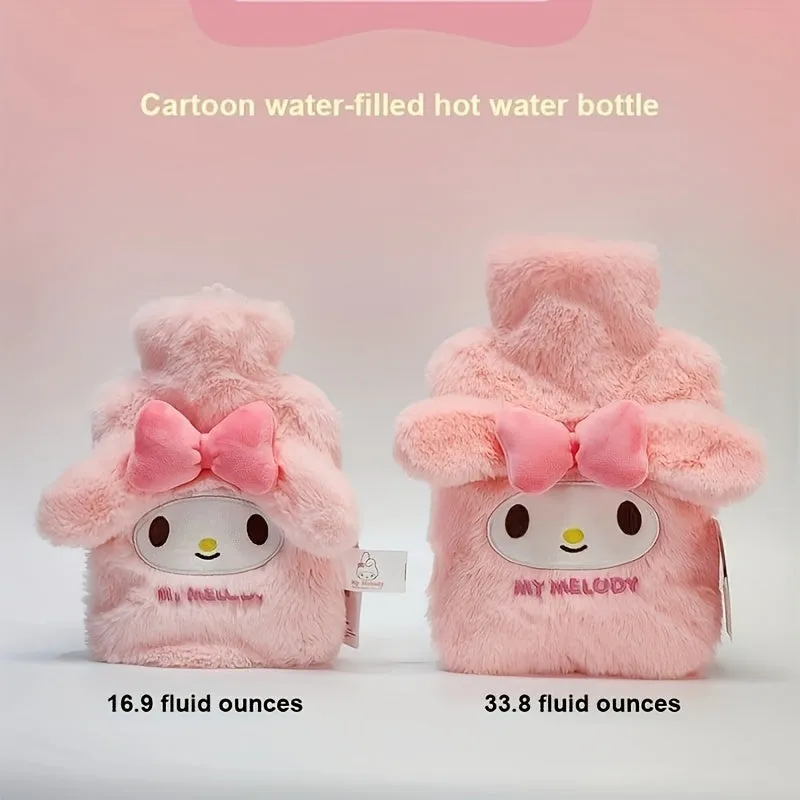 [Authorized]1PC Officially Licensed By Sanrio Hot Water Bottle Girls Cute Water-filled Hand Warmer 33.8 Fluid Ounces Plush Cover Removable And Washable