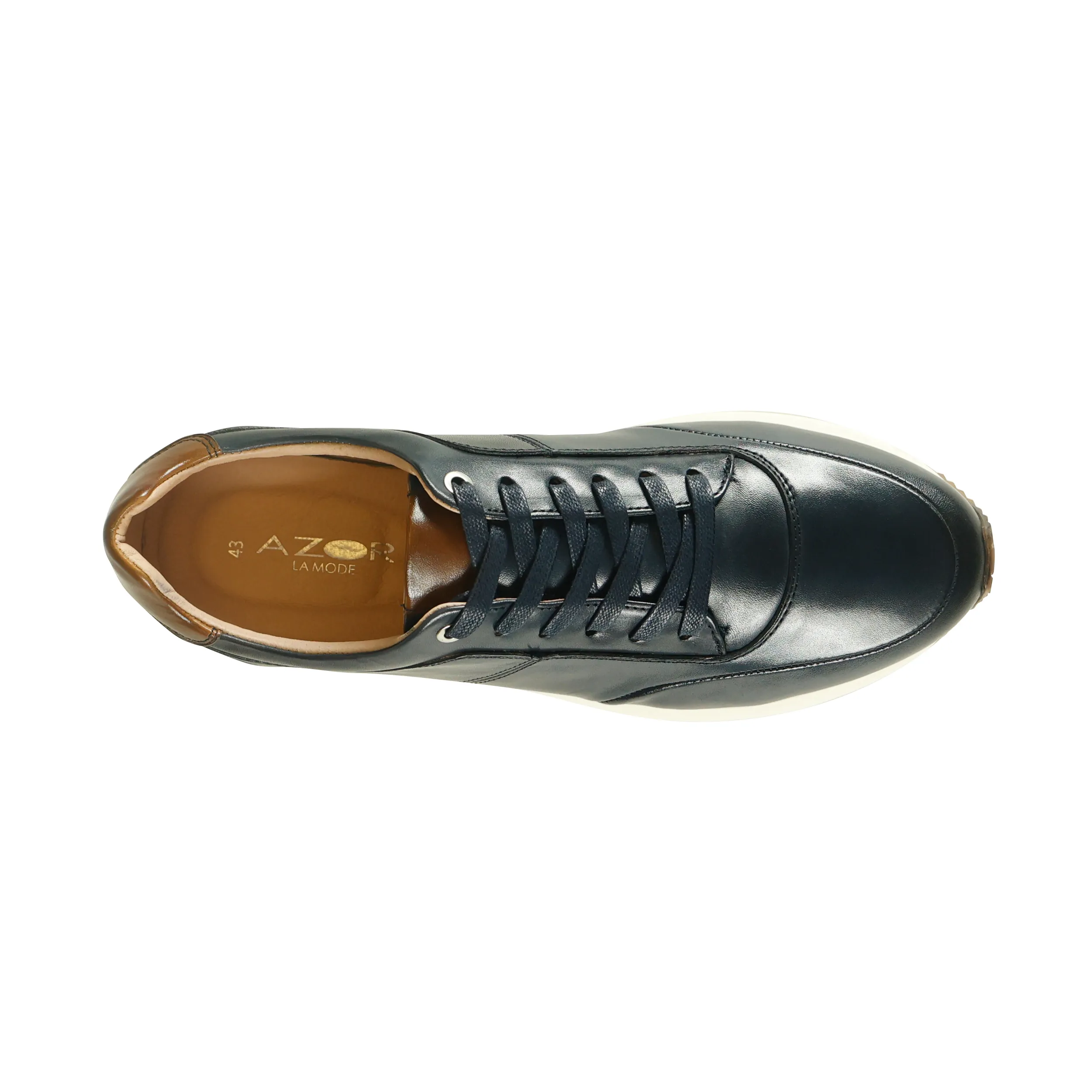 Azor la Mode Calabria Navy Leather Trainers