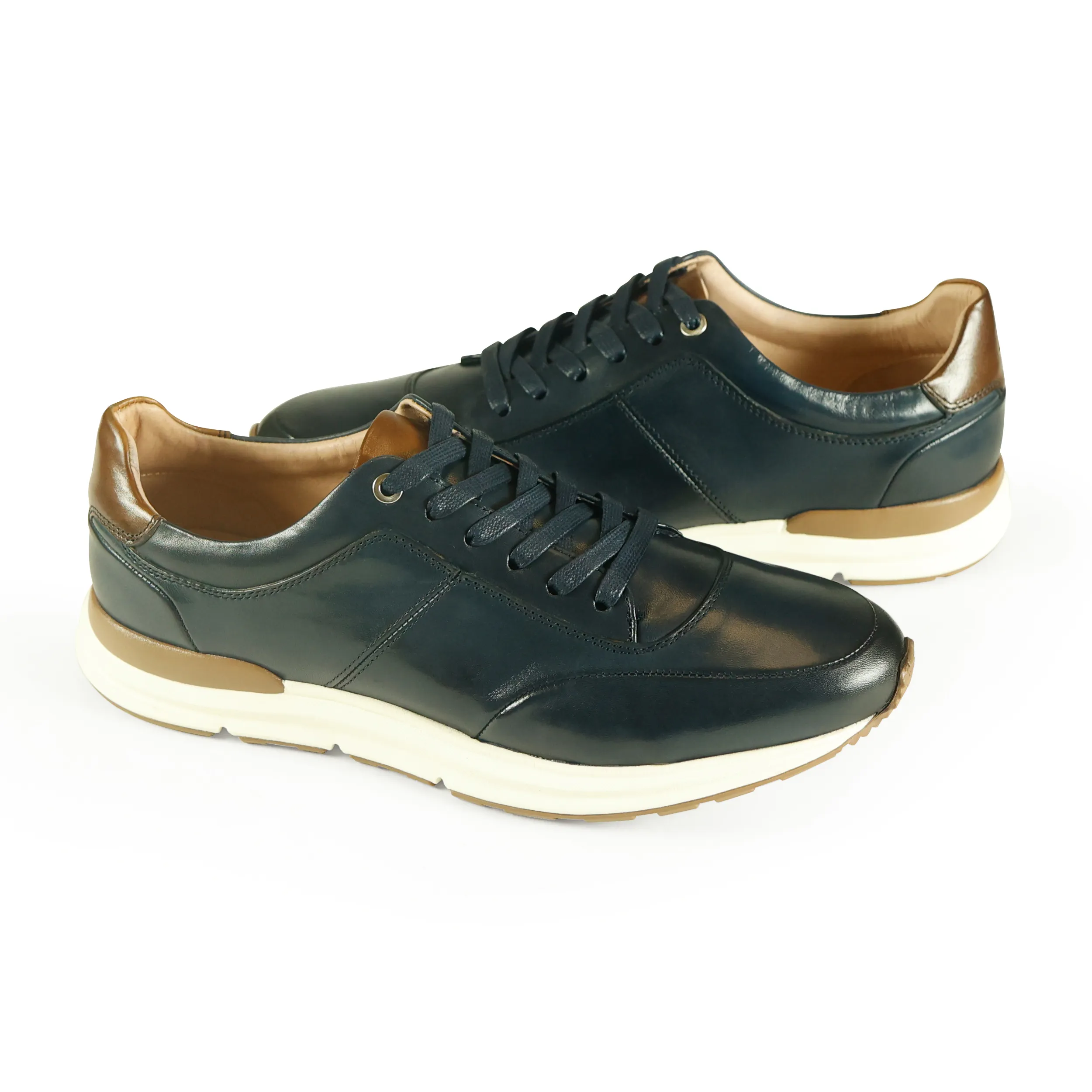 Azor la Mode Calabria Navy Leather Trainers