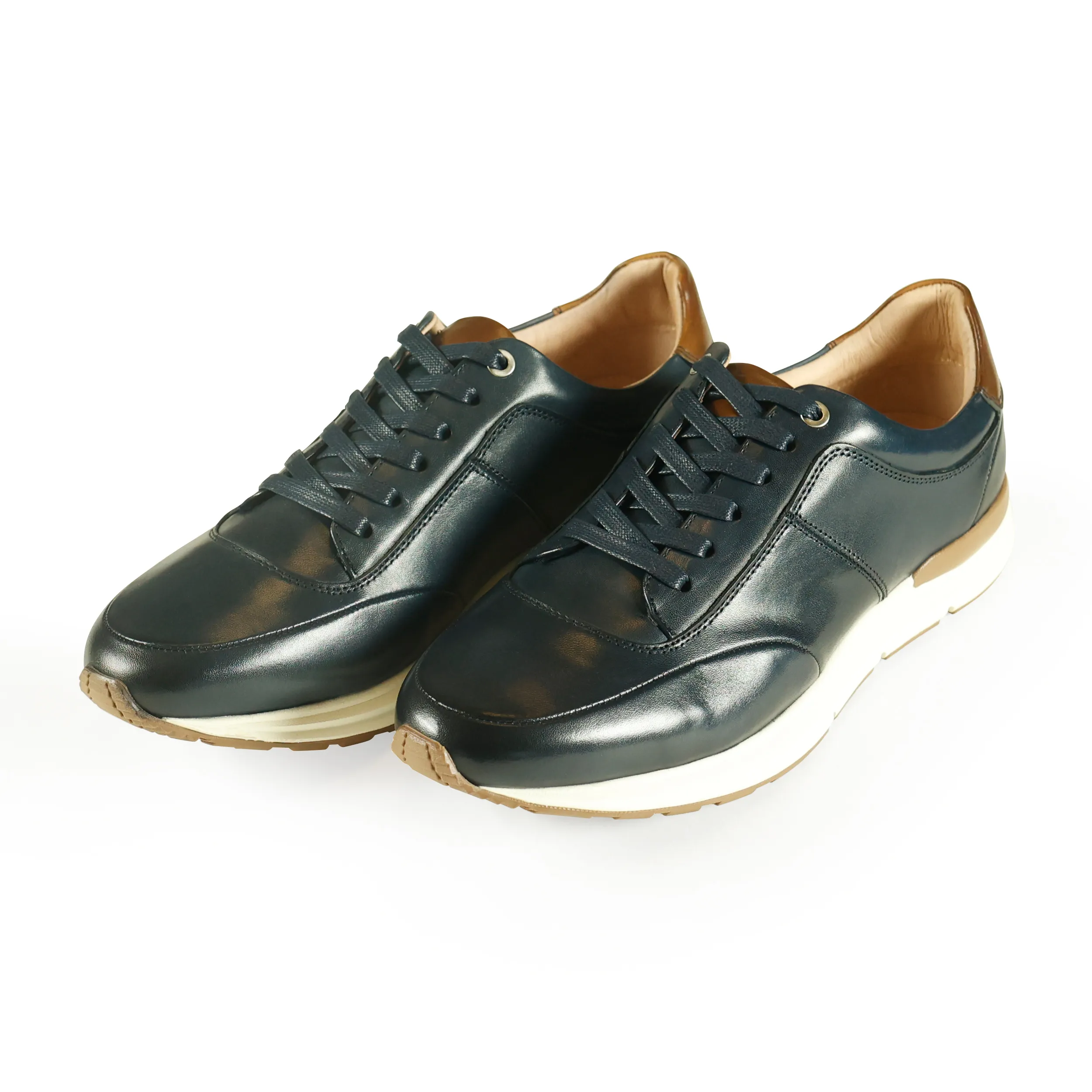 Azor la Mode Calabria Navy Leather Trainers