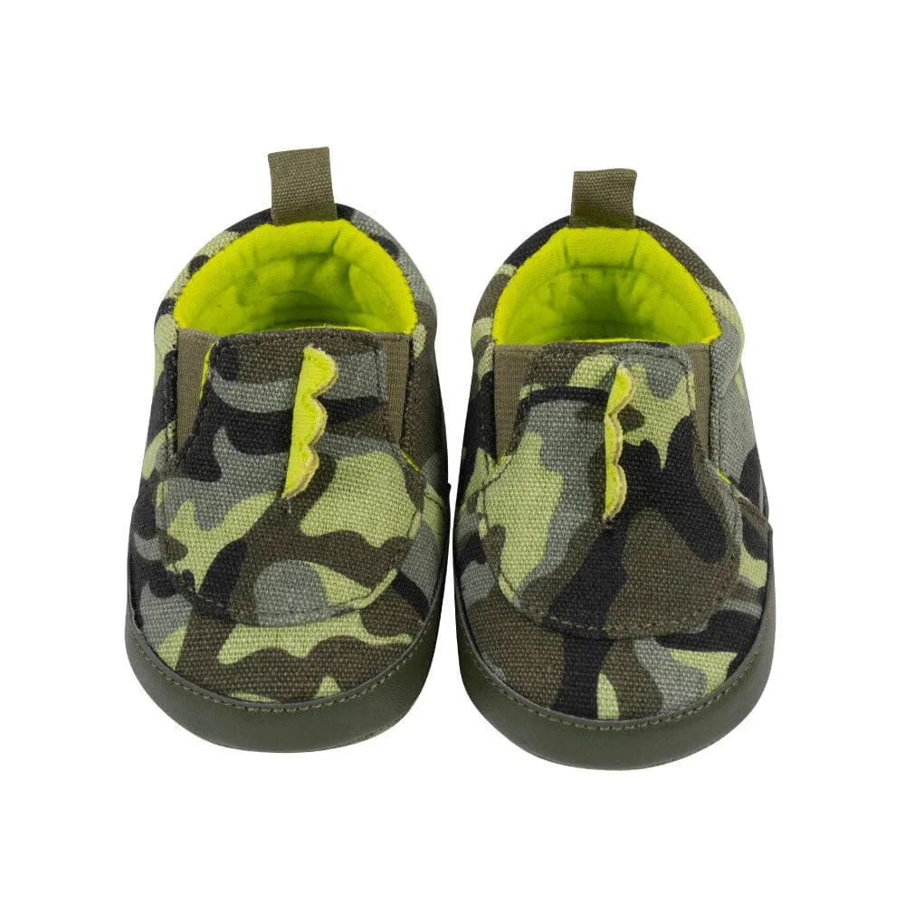 Baby Boys Camo Dinosaur Canvas Slip-On Shoes