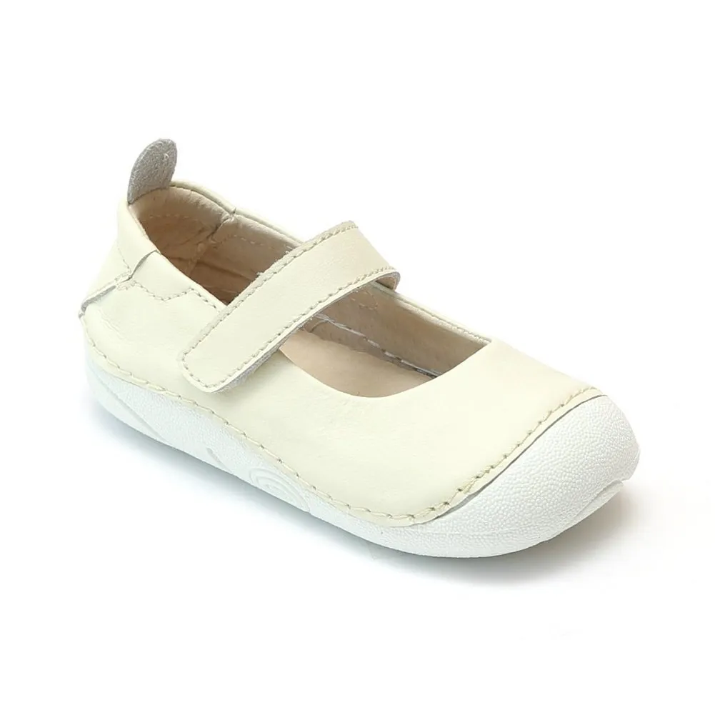 Baby Girls Cream Leather Flexible Mary Jane Shoes 3-4 Baby