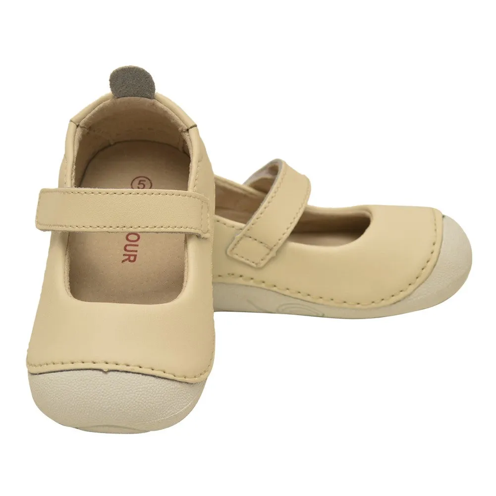 Baby Girls Cream Leather Flexible Mary Jane Shoes 3-4 Baby