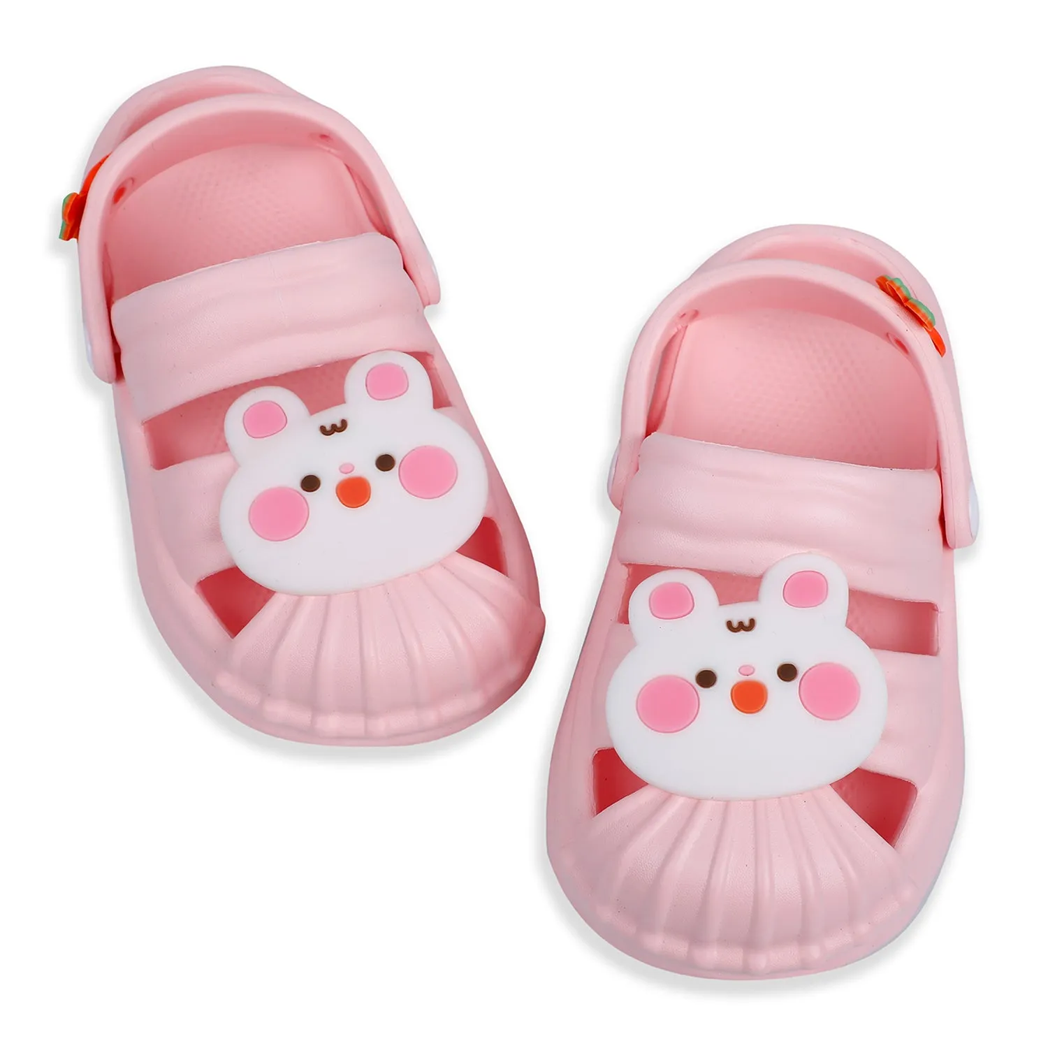 Baby Moo Cute Bunny Applique Waterproof Anti-Skid Sling Back Clogs - Pink