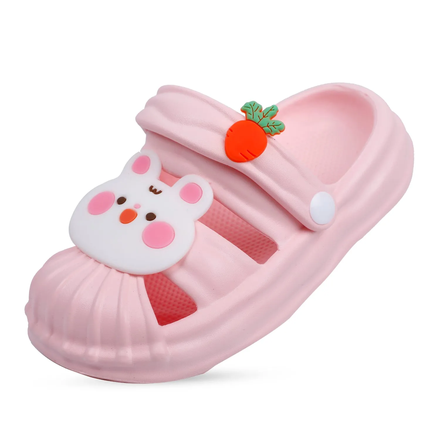 Baby Moo Cute Bunny Applique Waterproof Anti-Skid Sling Back Clogs - Pink