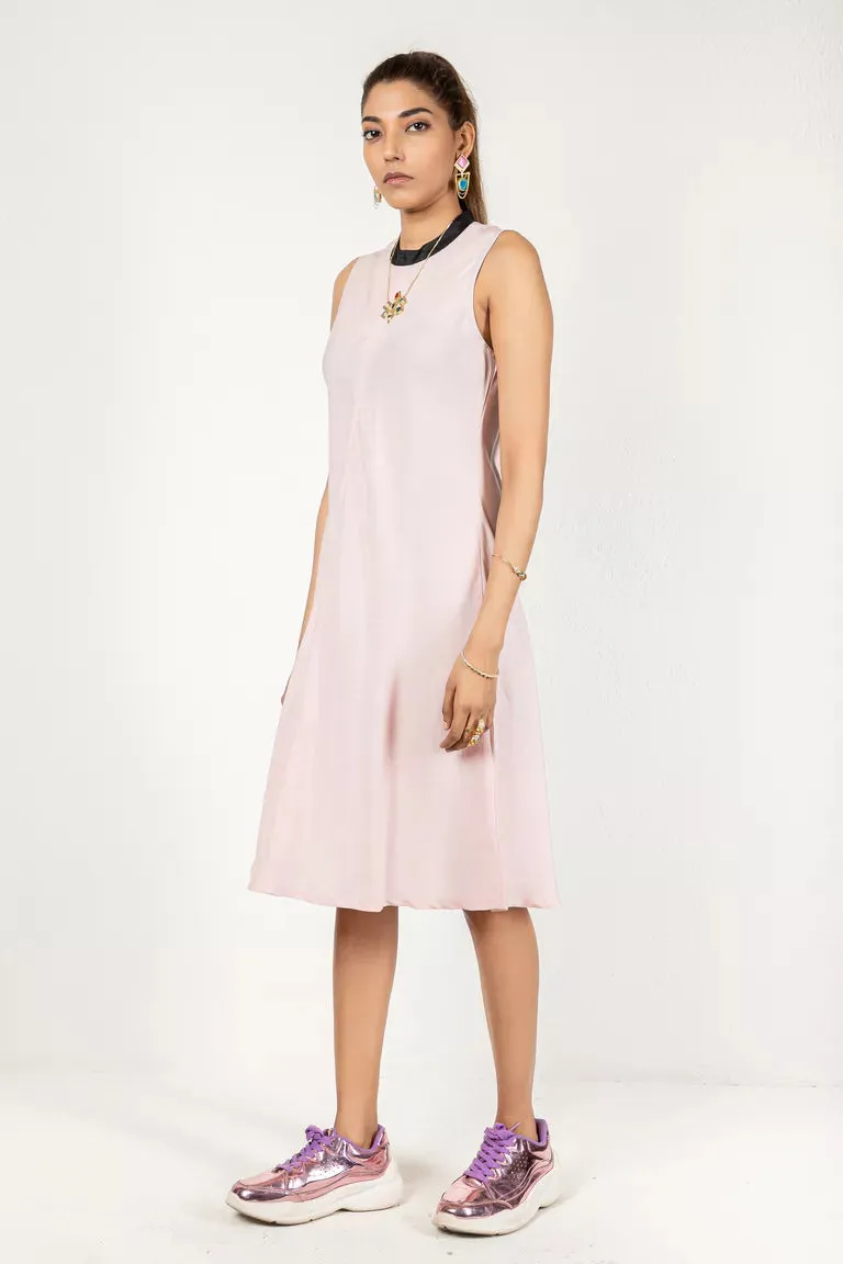 Baby Pink Polo Neck Linen Bamboo Dress