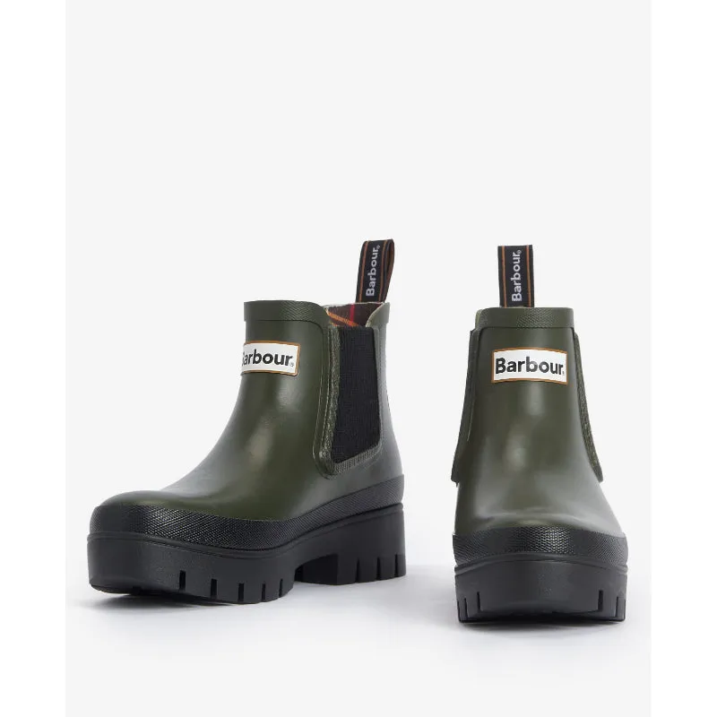 Barbour Halton Ladies Chelsea Wellington Boot - Olive/Black