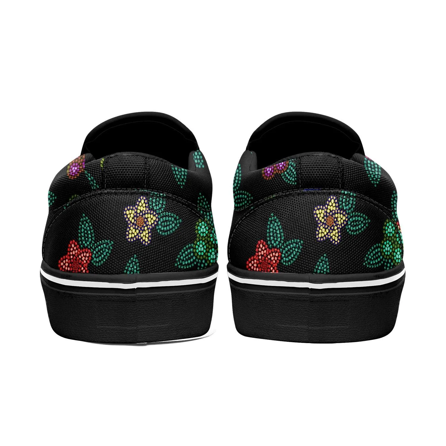 Berry Flowers Black Otoyimm Kid's Canvas Slip On Shoes