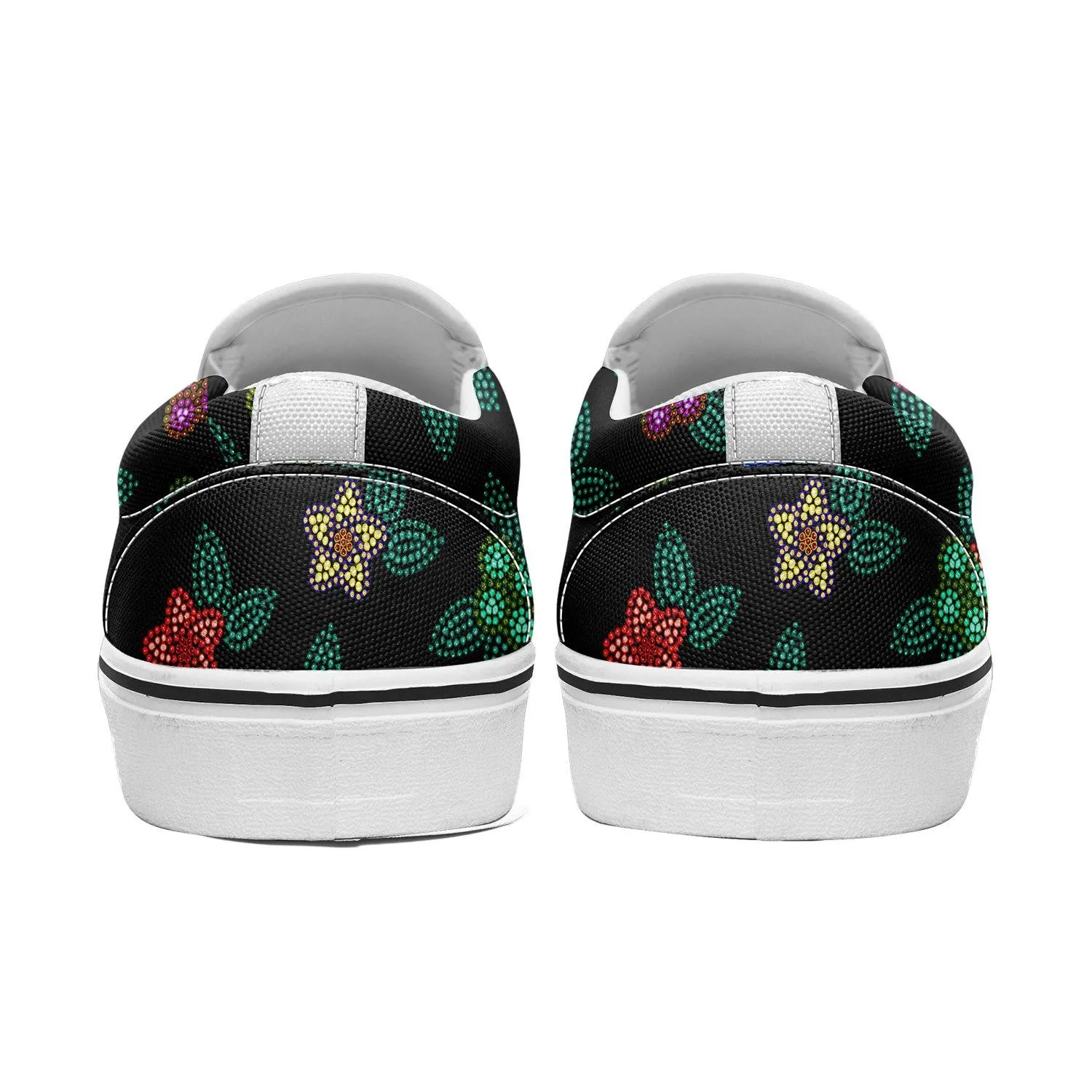 Berry Flowers Black Otoyimm Kid's Canvas Slip On Shoes