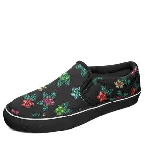 Berry Flowers Black Otoyimm Kid's Canvas Slip On Shoes