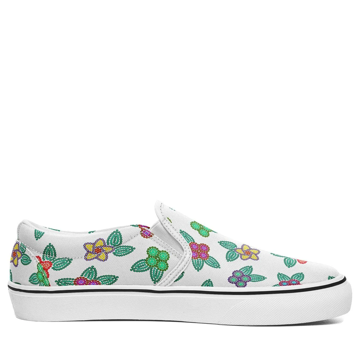 Berry Flowers White Otoyimm Kid's Canvas Slip On Shoes