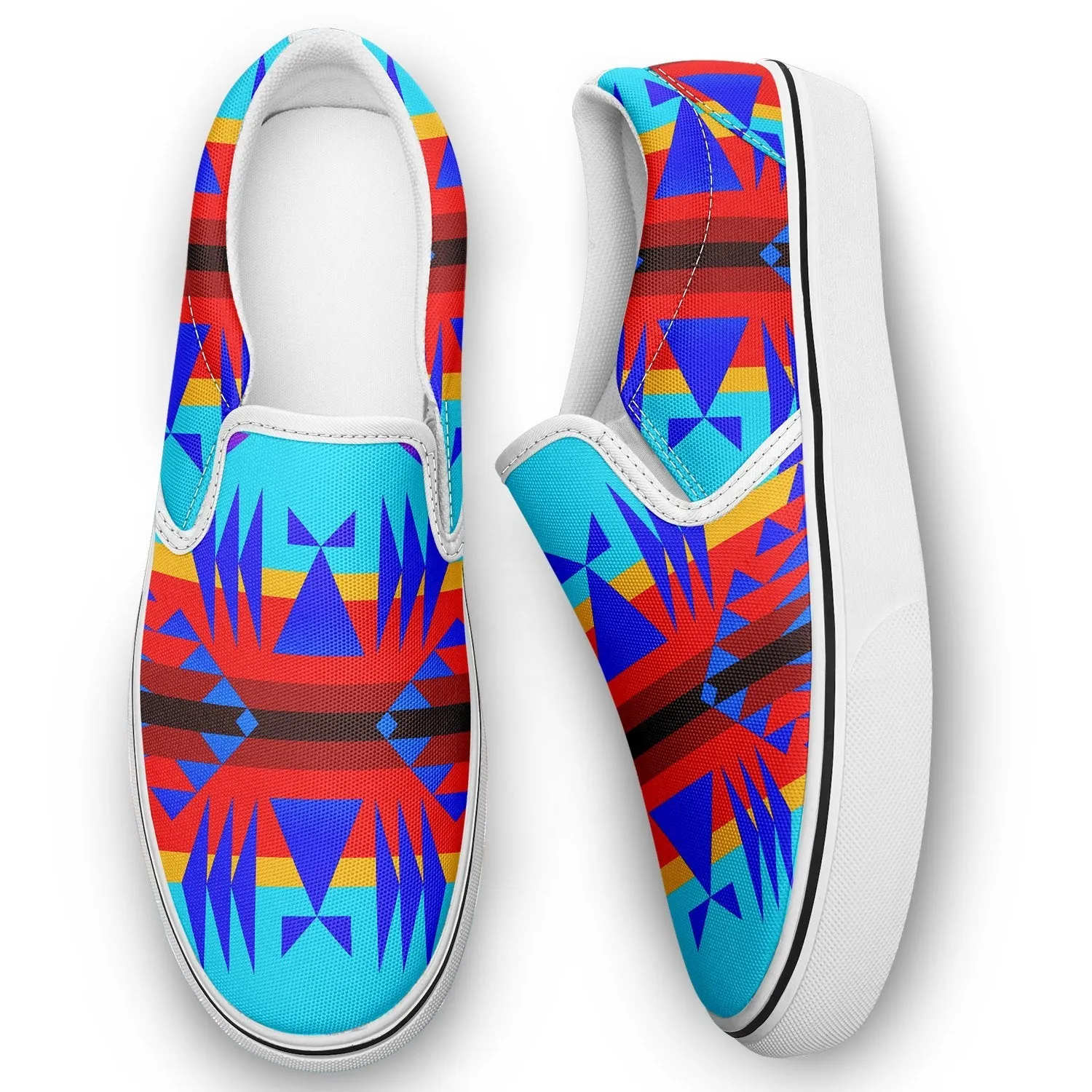 Between the Mountains Blue Otoyimm Kid's Canvas Slip On Shoes