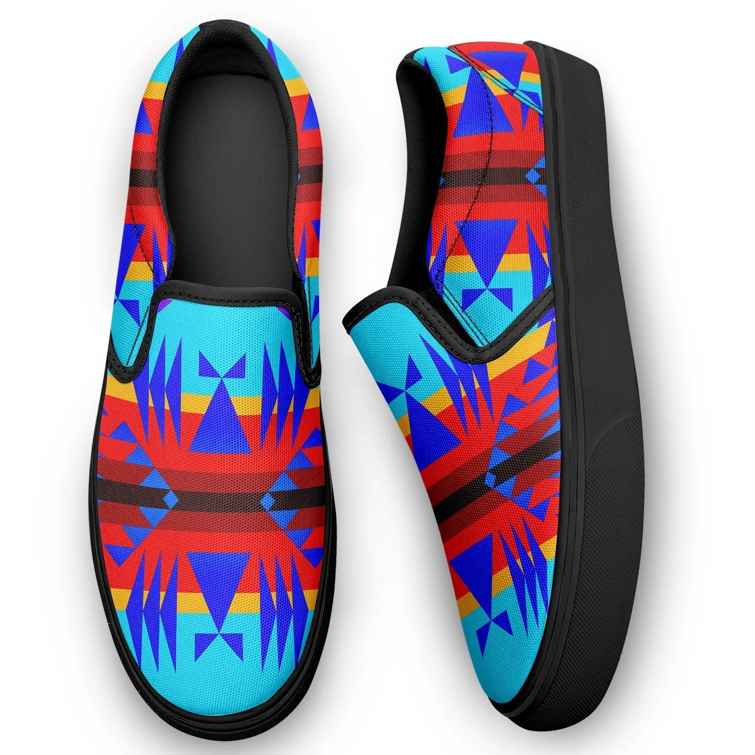 Between the Mountains Blue Otoyimm Kid's Canvas Slip On Shoes