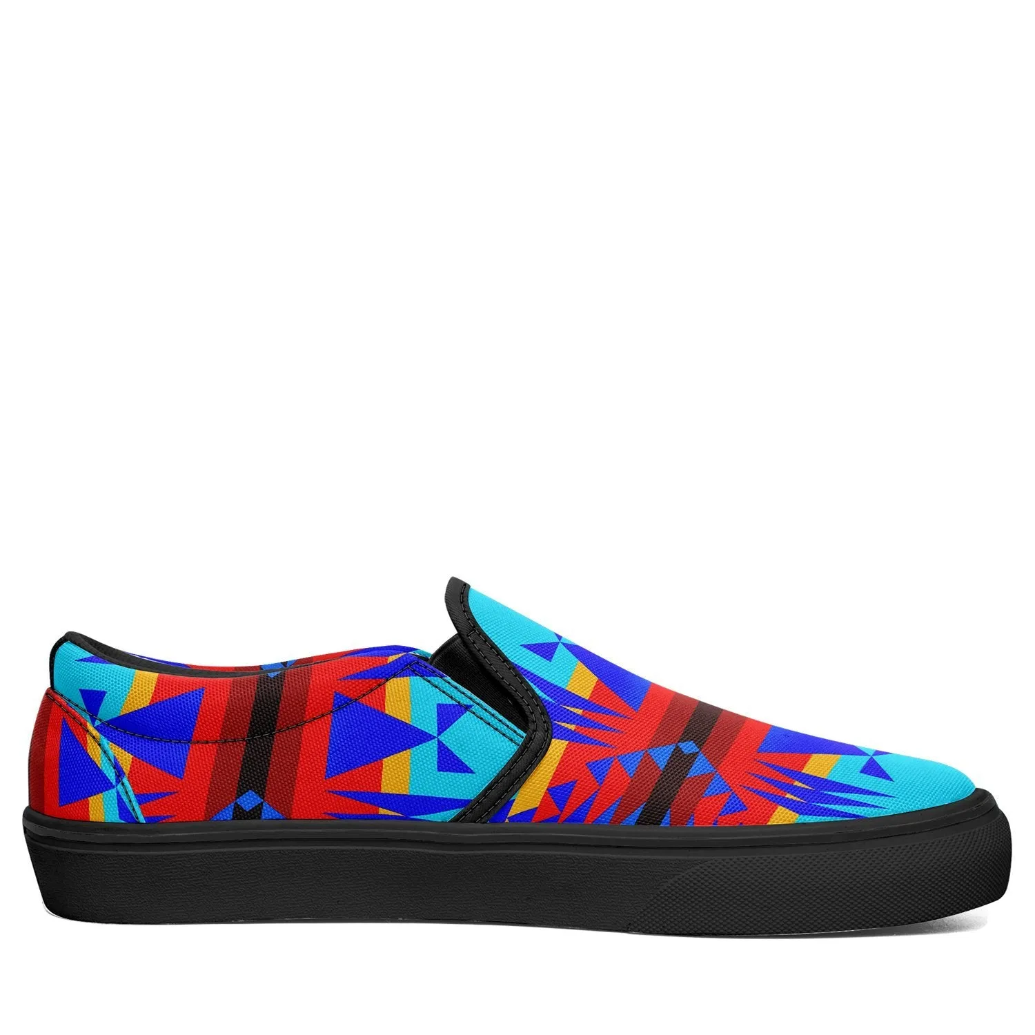 Between the Mountains Blue Otoyimm Kid's Canvas Slip On Shoes